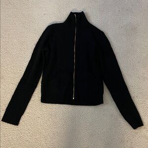 Vintage Ralph Lauren Black Knit 100% Cashmere Zip-Up Sweater, Size M
